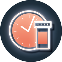 Clock with pill bottle icon